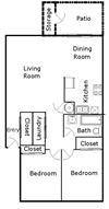 Hood Manor Apartments 2x1 Type 2 Floor Plan